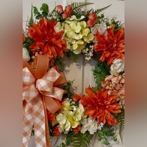 Vibrant Orange and Yellow Floral Holiday Wreath